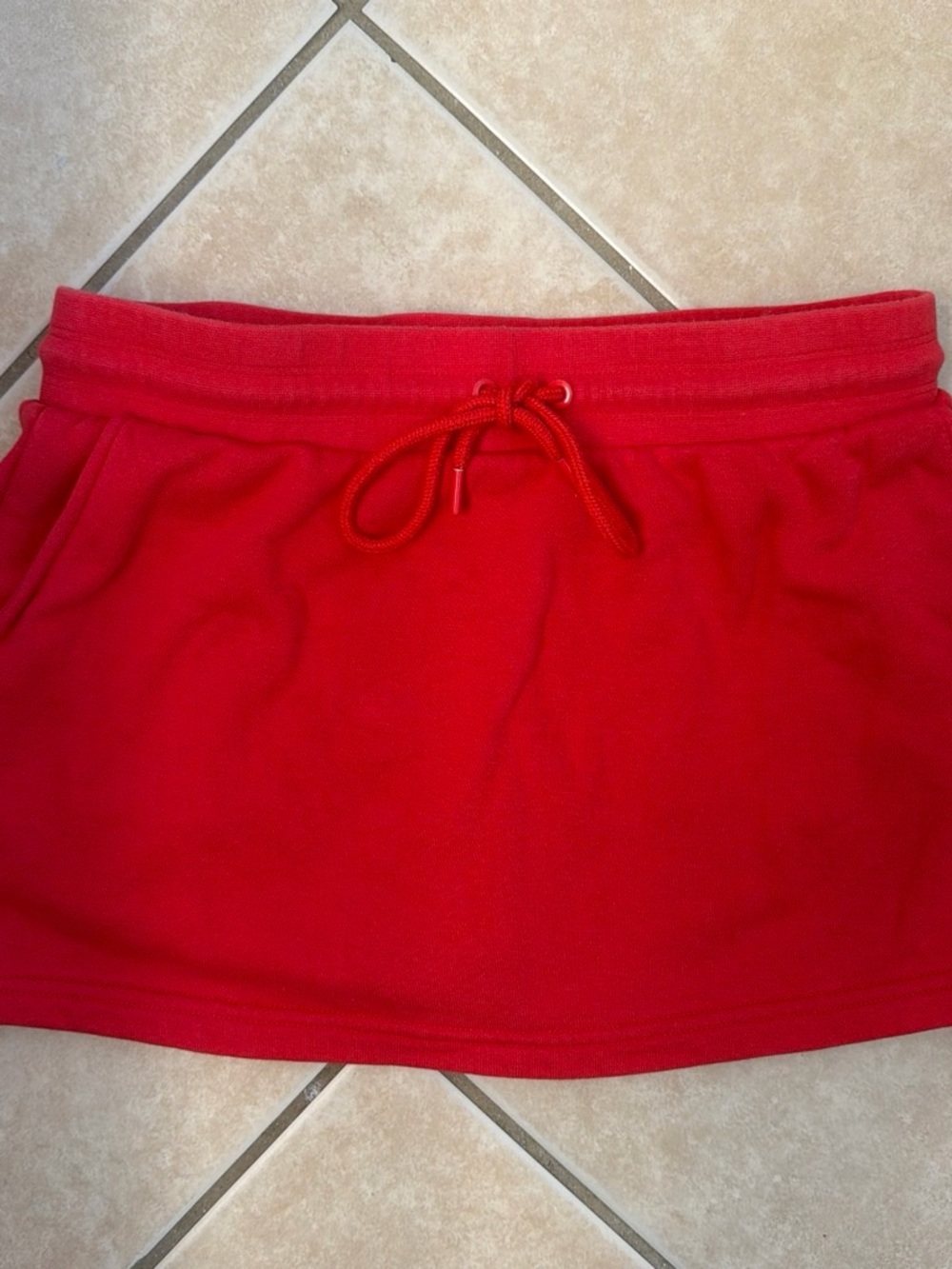 Casual Red Drawstring Mini Skirt